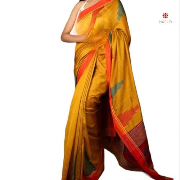 Mustard Yellow Handloom Cotton Silk Saree - Picture 4 of 4